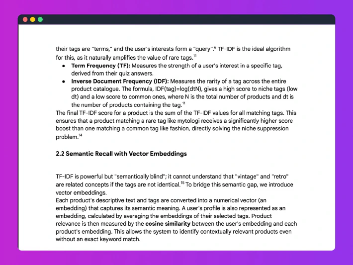 A small excerpt from a very long PDF containing the mathematical framework for my application.